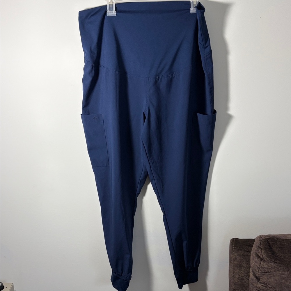 Med Couture Maternity Scrub Joggers - Side Pockets - Navy- L